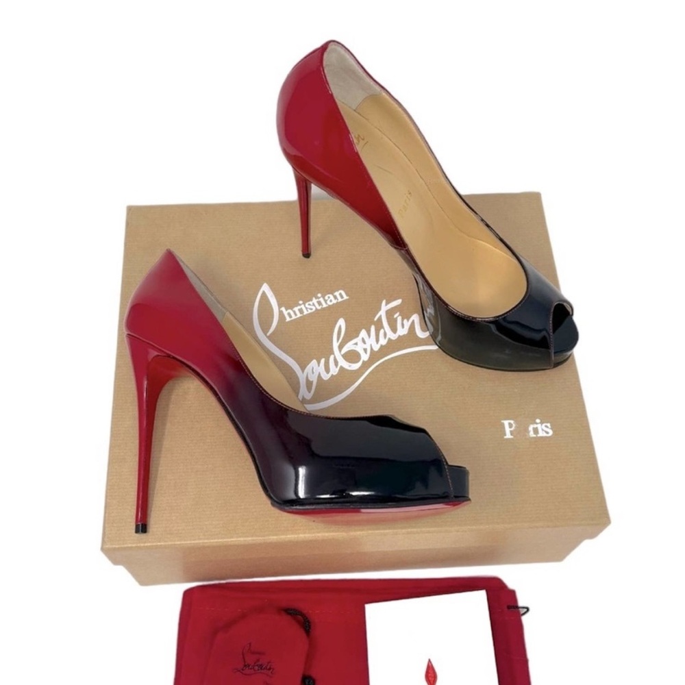 Christian Louboutin New Very Prive 120 Open Toe Degrade Black Red EU 39 US 9